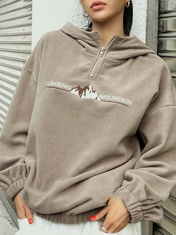 EMMIOL Felpe con cappuccio in montone con mezza zip