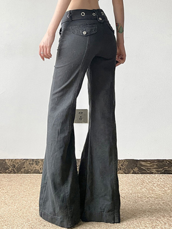 EMMIOL Pantalones acampanados de corte entallado