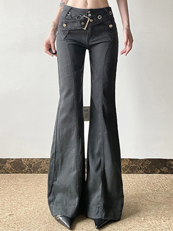 EMMIOL Pantalones acampanados de corte entallado