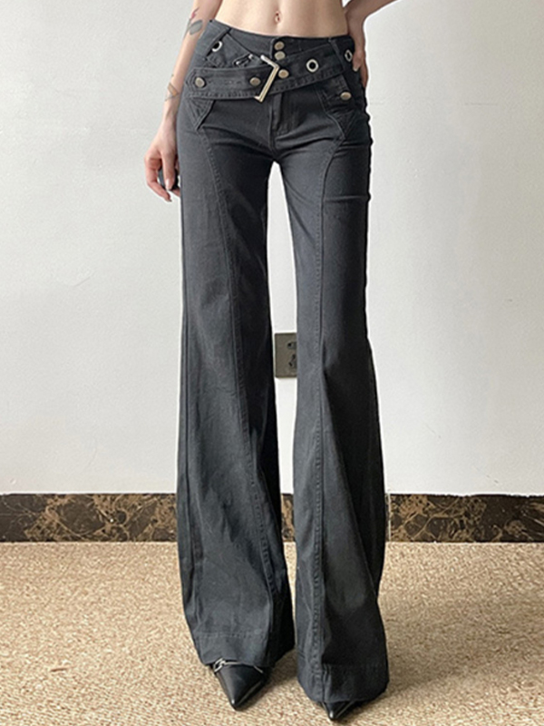 EMMIOL Pantalones acampanados de corte entallado