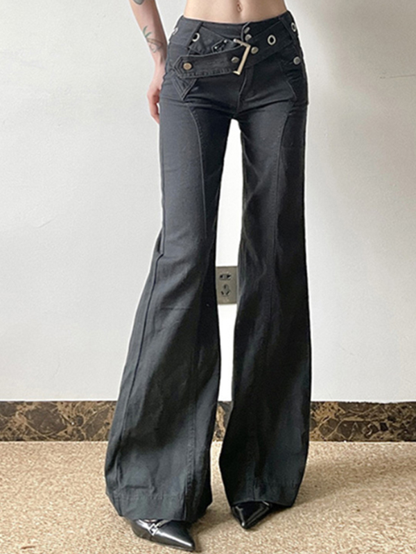 EMMIOL Pantalones acampanados de corte entallado