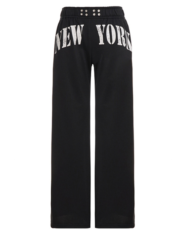 EMMIOL Pantalones deportivos casuales con estampado de Nueva York