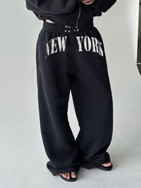 EMMIOL Pantalones deportivos casuales con estampado de Nueva York