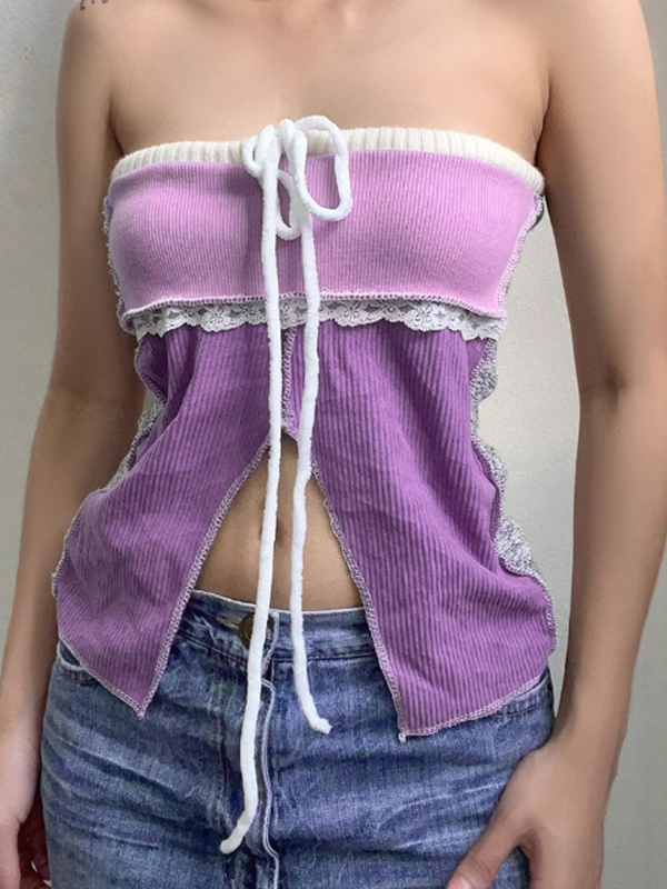 EMMIOL Handcrafted Woolen Halter Bandeau Top