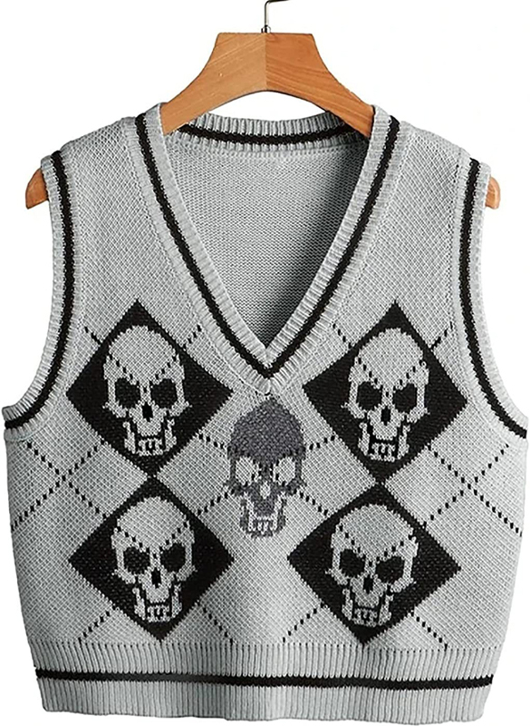 EMMIOL Halloween Totenkopf Pullover Weste