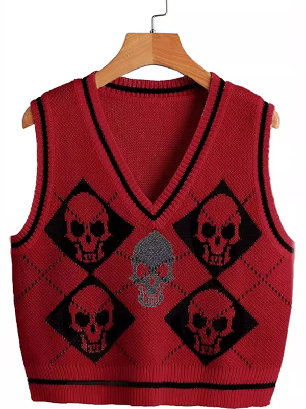 EMMIOL Halloween Totenkopf Pullover Weste