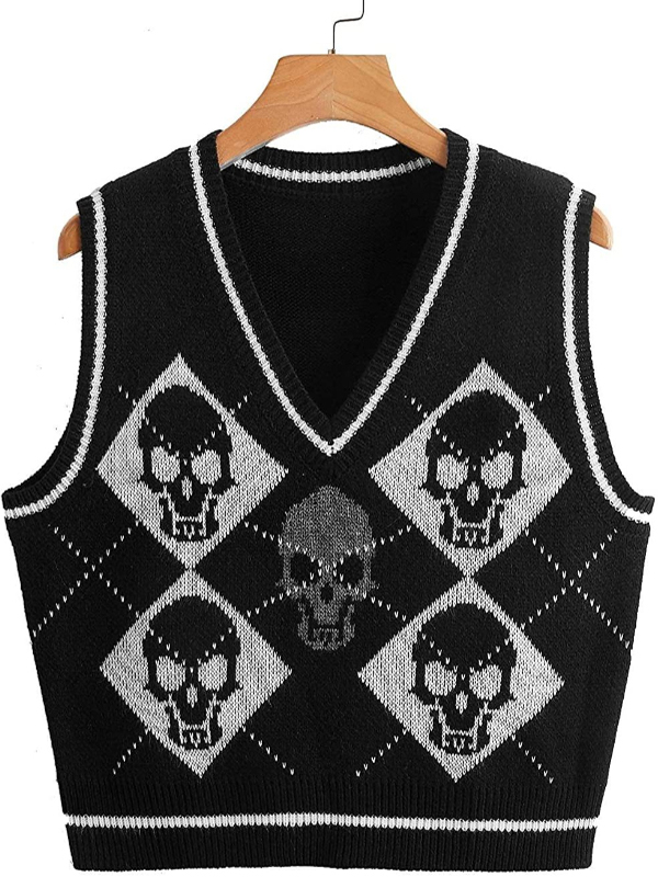 EMMIOL Halloween Totenkopf Pullover Weste