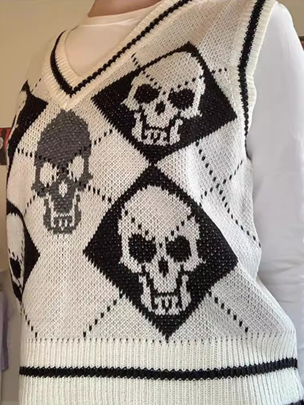EMMIOL Halloween Totenkopf Pullover Weste