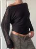 EMMIOL Lace-Trimmed Knit Top Long Sleeve
