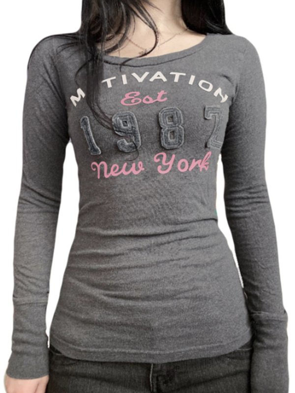 EMMIOL Retro-Printed Top Long Sleeve