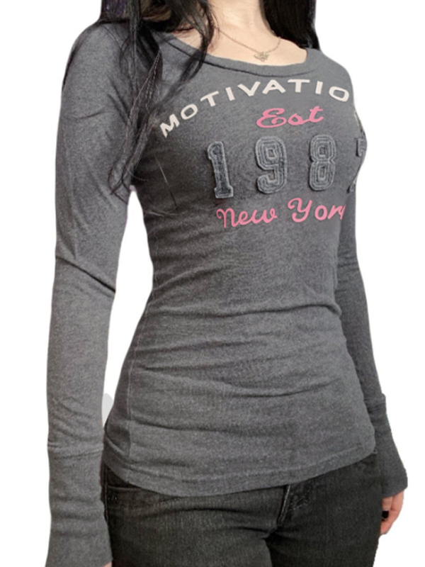 EMMIOL Retro-Printed Top Long Sleeve