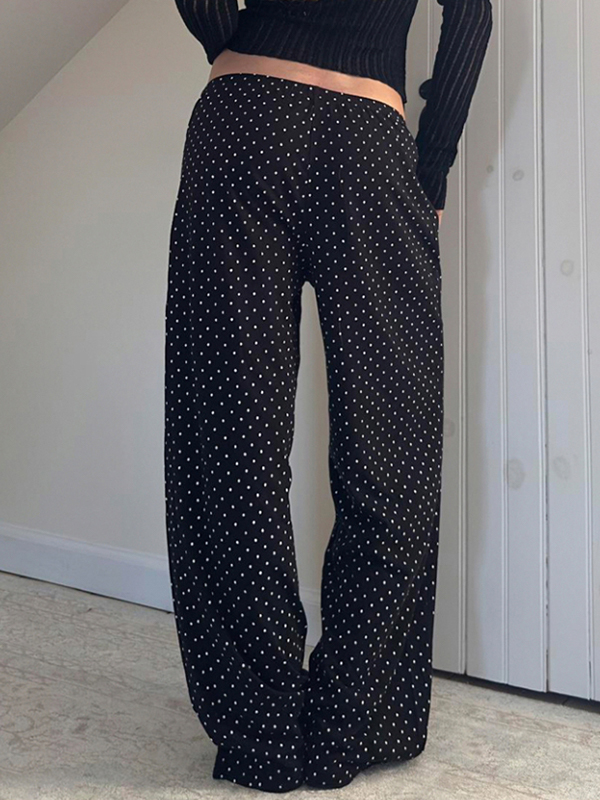 EMMIOL Polka Dot Wide-Leg Casual Straight Leg Pants