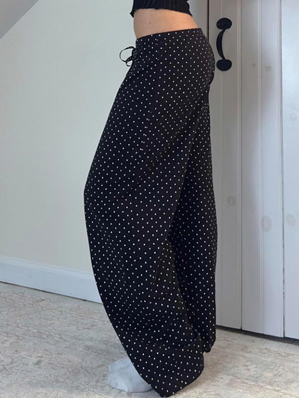 EMMIOL Polka Dot Wide-Leg Casual Straight Leg Pants
