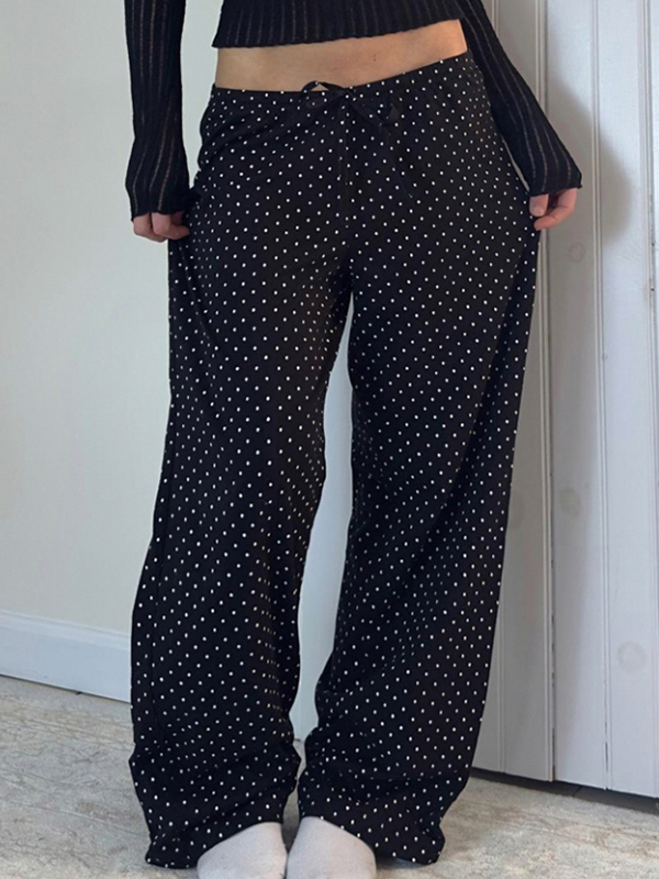 EMMIOL Polka Dot Wide-Leg Casual Straight Leg Pants