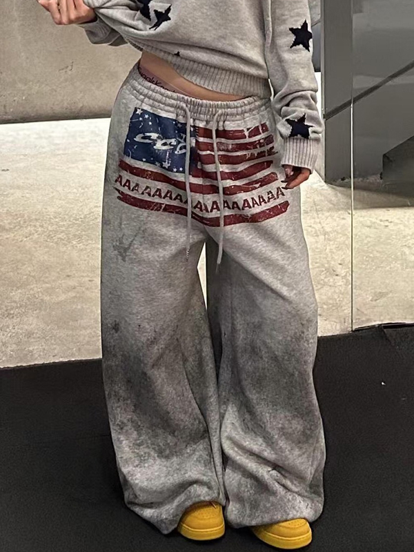 EMMIOL Pantalones deportivos con estampado de letras de hip-hop