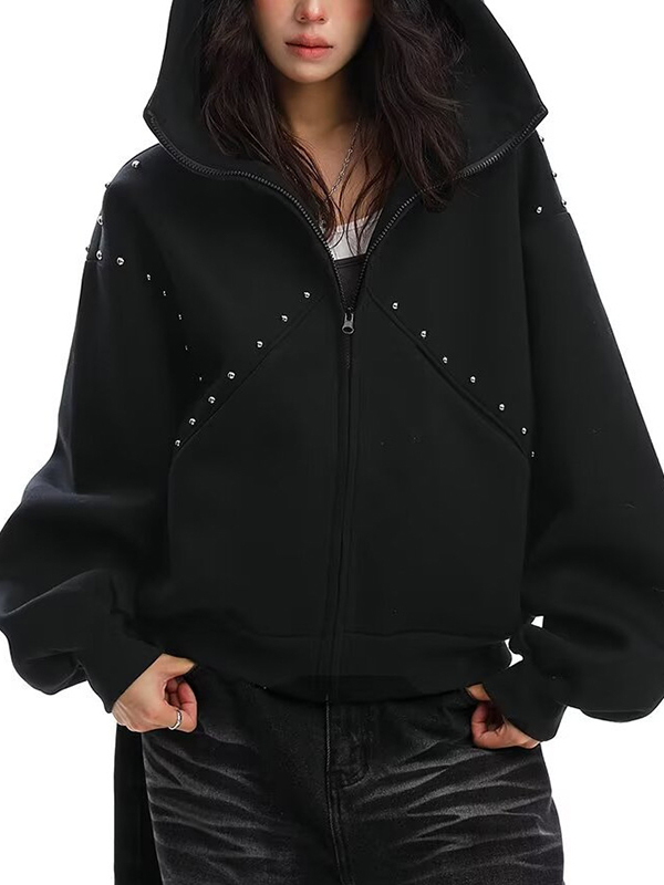 EMMIOL Pitbull Print Zipper Hoodie Jacket
