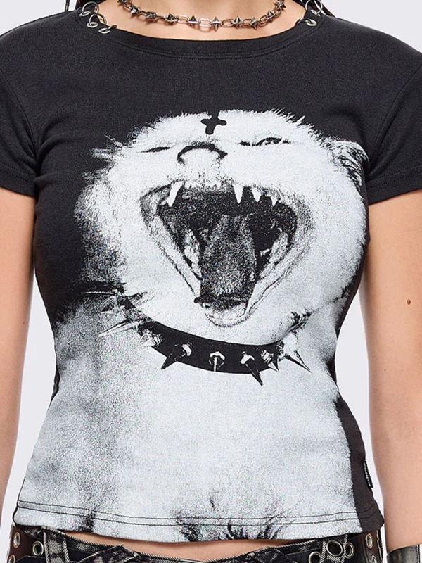 EMMIOL Anime Cat Gothic Print Short Sleeve