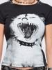 EMMIOL Anime Cat Gothic Print Short Sleeve