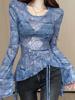 EMMIOL Denim Printed Top Long-Sleeve
