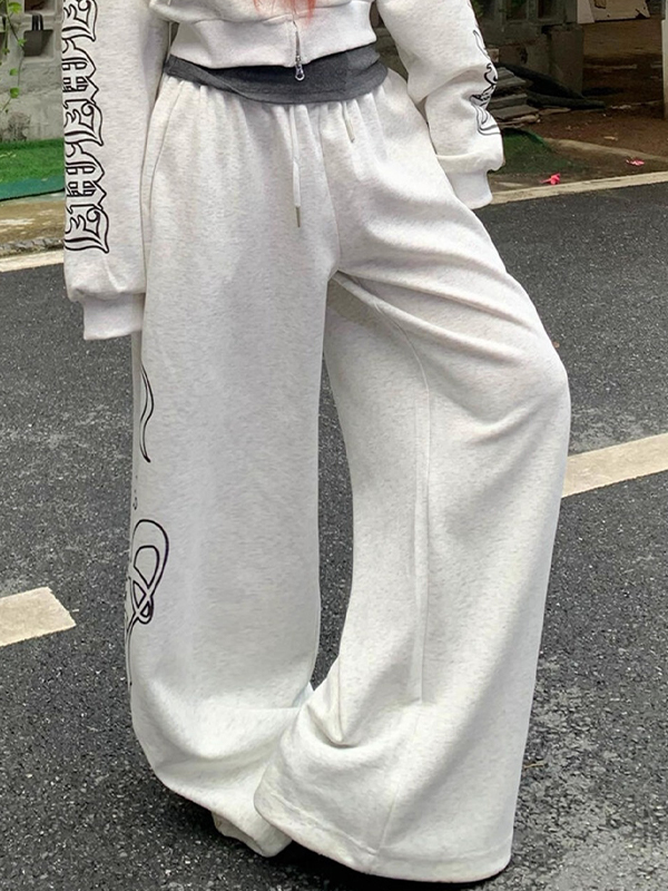 EMMIOL Gothic Letter Print Casual Sweatpants