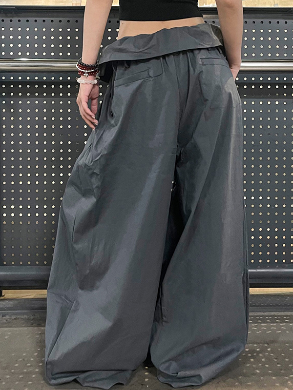 EMMIOL Pantalones casuales de pierna ancha con cordón y volantes
