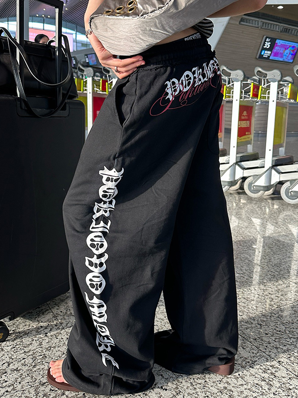 EMMIOL Pantalones anchos con estampado retro de chica sexy