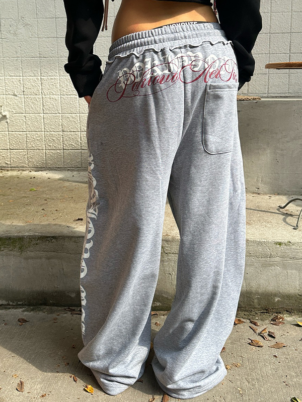 EMMIOL Pantalones anchos con estampado retro de chica sexy