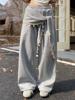 EMMIOL Pantalones deportivos con cordones decorativos en 3D