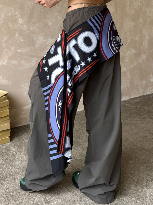 EMMIOL Pantalones anchos con estampado retro de chica sexy
