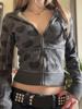 EMMIOL Retro Heart Print Zip-Up Jacket