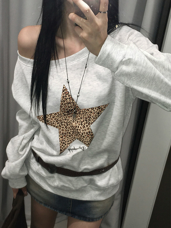 EMMIOL Leopard Print Star Patterned Long Sleeve