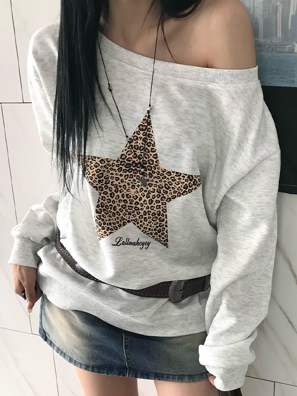 EMMIOL Leopard Print Star Patterned Long Sleeve