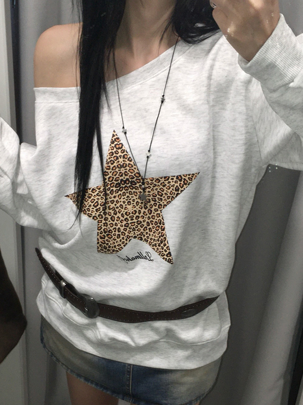 EMMIOL Leopard Print Star Patterned Long Sleeve