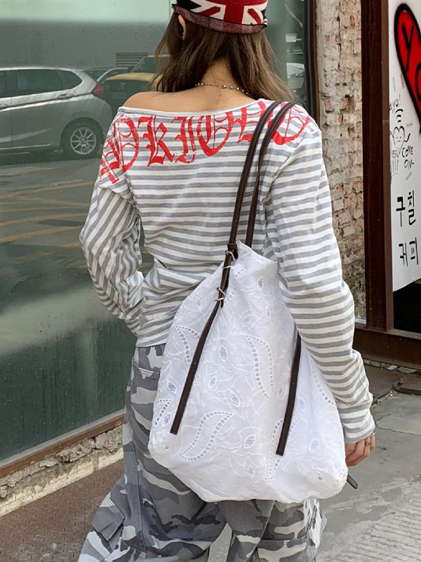 EMMIOL Striped Off-Shoulder Long Sleeve
