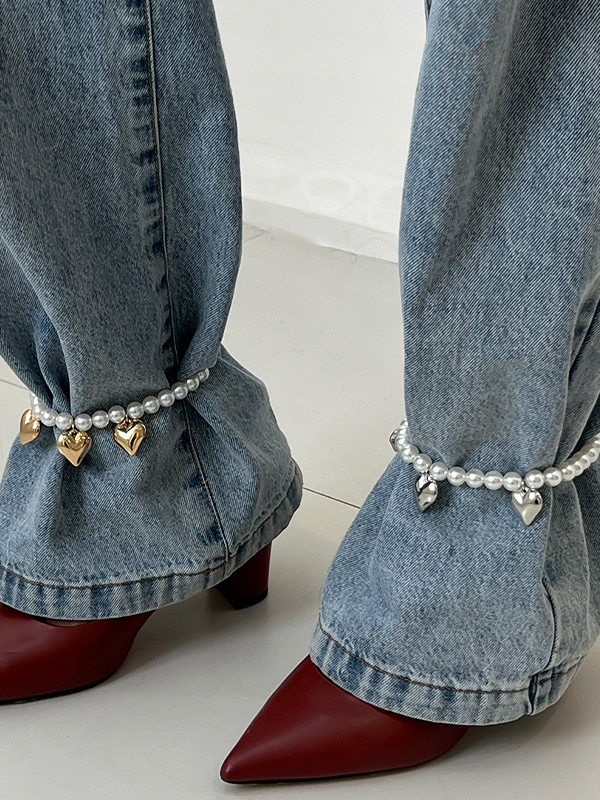 EMMIOL Cadena para pantalones de mezclilla con perlas de imitación