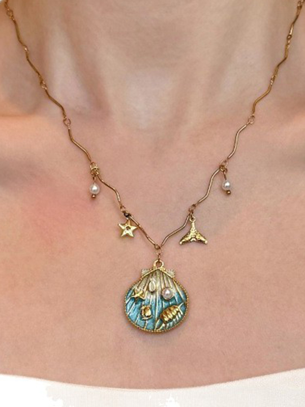 EMMIOL Shell Bead Butterfly Choker Necklace