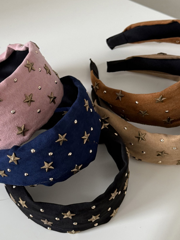 EMMIOL Diadema de ala ancha con remaches de estrella