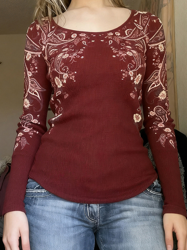 EMMIOL Plant And Flower Prints Long Sleeve