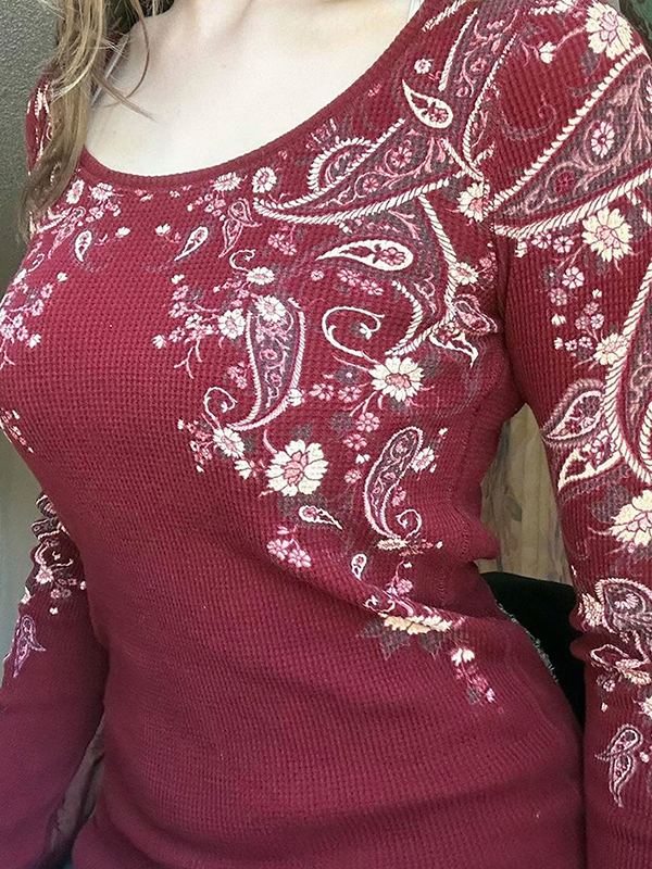 EMMIOL Plant And Flower Prints Long Sleeve