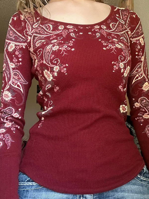 EMMIOL Plant And Flower Prints Long Sleeve