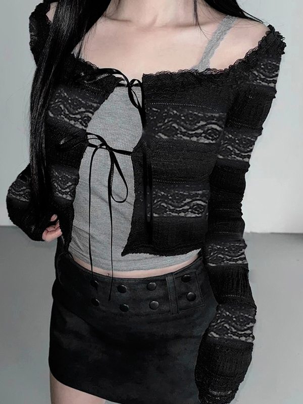 EMMIOL Cardigan con fiocco in pizzo