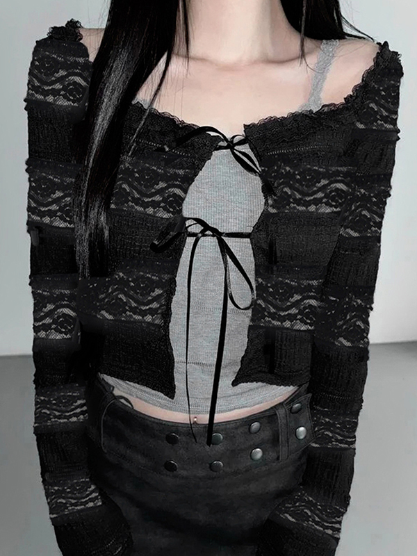 EMMIOL Cardigan con fiocco in pizzo