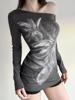 EMMIOL Dark Floral Print Long Sleeve