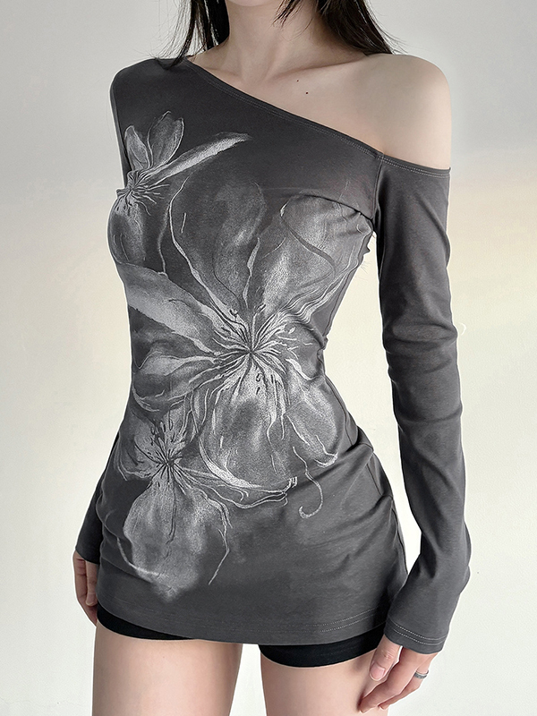 EMMIOL Dark Floral Print Long Sleeve