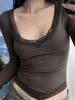 EMMIOL Retro Lace Patchwork Long Sleeve