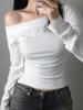 EMMIOL Off-Shoulder Button Long Sleeve