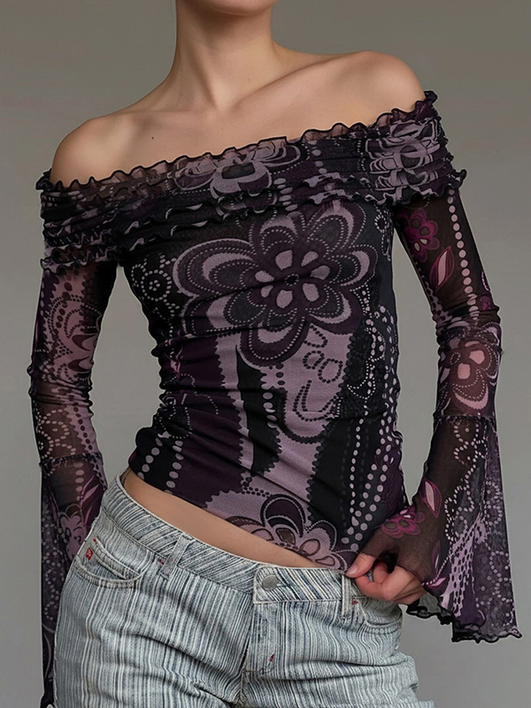 EMMIOL Dark Floral Print Long Sleeve