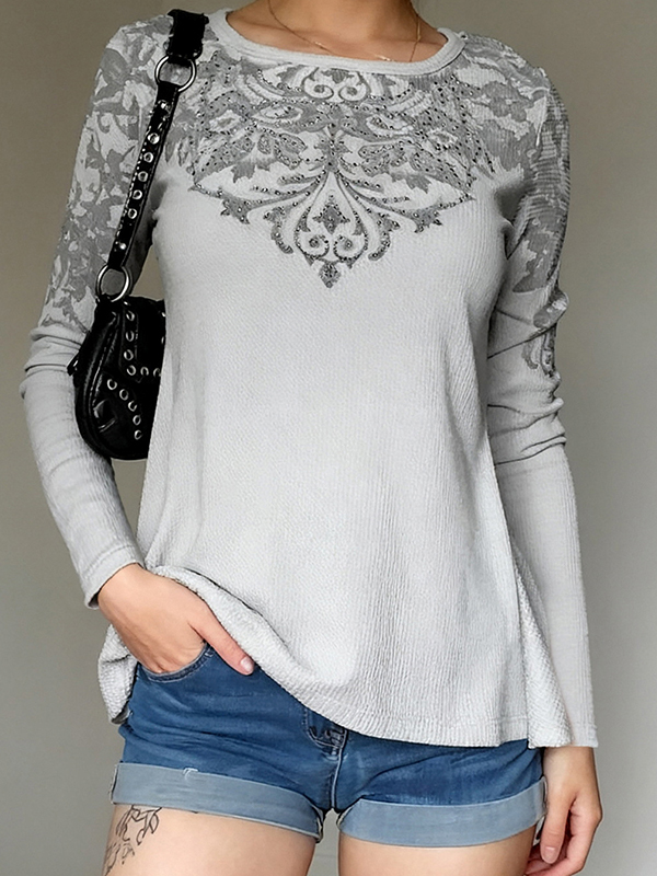 EMMIOL Dark Floral Print Long Sleeve