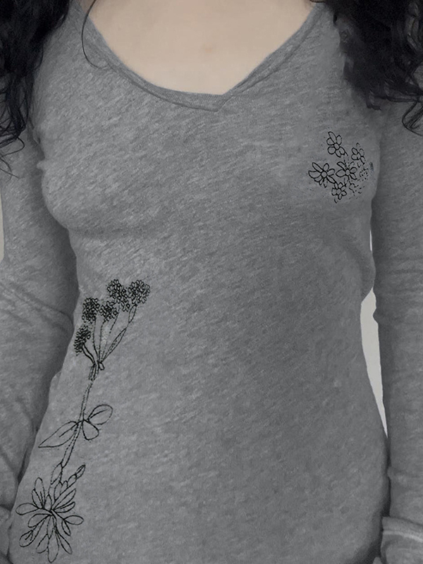 EMMIOL Dark Floral Print Long Sleeve