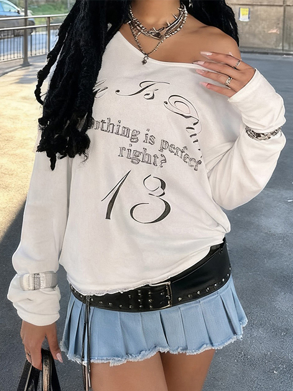 EMMIOL Fashion Letter Print  Oversized Long Sleeve